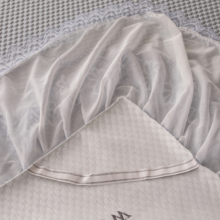 91家纺网 家纺一手货源 找家纺 优姿家纺 2025新款500克冰豆豆床裙凉席三件套 高级灰