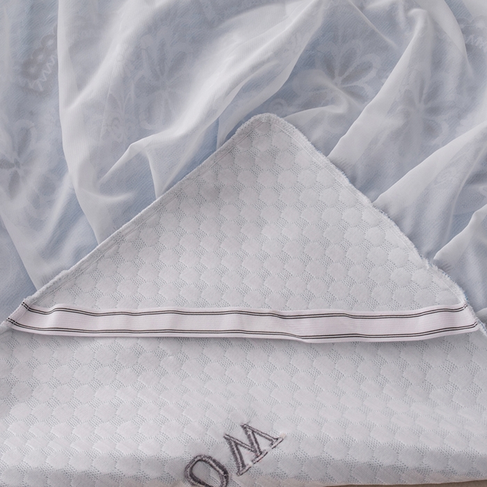 91家纺网 家纺一手货源 找家纺 优姿家纺 2025新款500克冰豆豆床裙凉席三件套 天空蓝