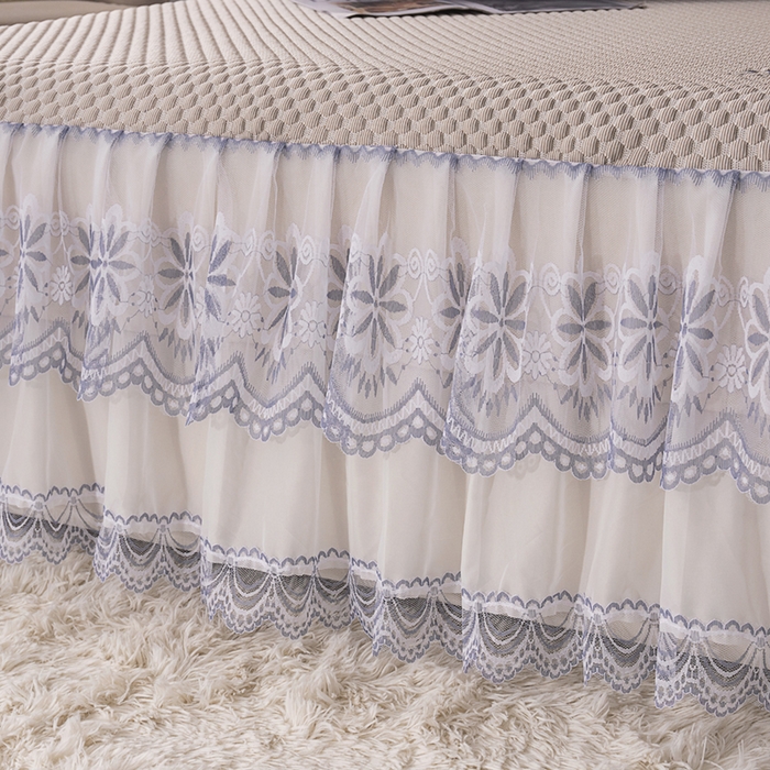 91家纺网 家纺一手货源 找家纺 优姿家纺 2025新款500克冰豆豆床裙凉席三件套 奶油咖