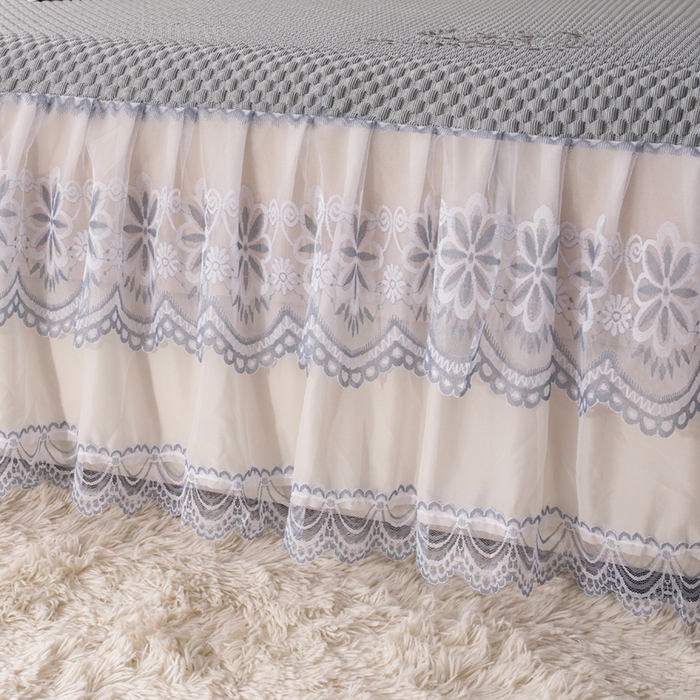 91家纺网 家纺一手货源 找家纺 优姿家纺 2025新款500克冰豆豆床裙凉席三件套 高级灰