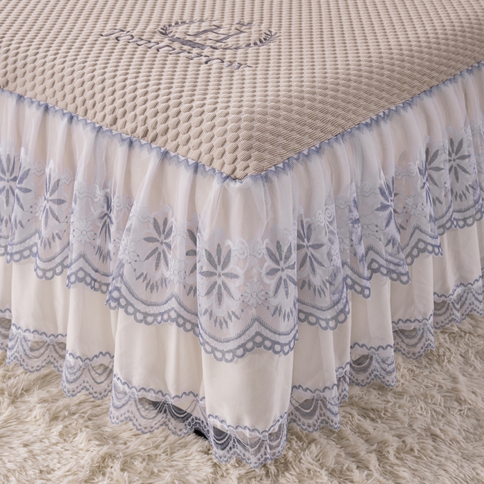 91家纺网 家纺一手货源 找家纺 优姿家纺 2025新款500克冰豆豆床裙凉席三件套 奶油咖