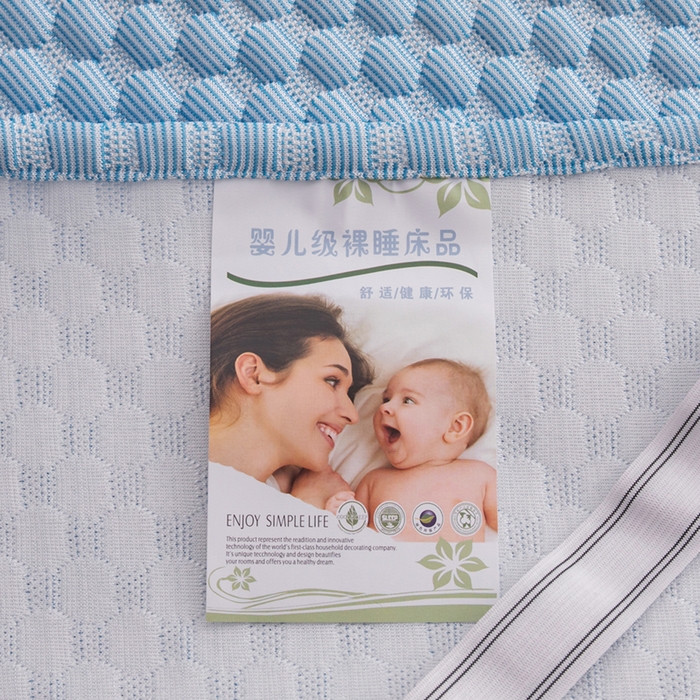 91家纺网 家纺一手货源 找家纺 优姿家纺 2025新款500克冰豆豆床裙凉席三件套 天空蓝