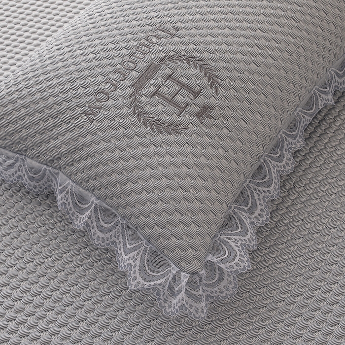 91家纺网 家纺一手货源 找家纺 优姿家纺 2025新款500克冰豆豆床裙凉席三件套 高级灰