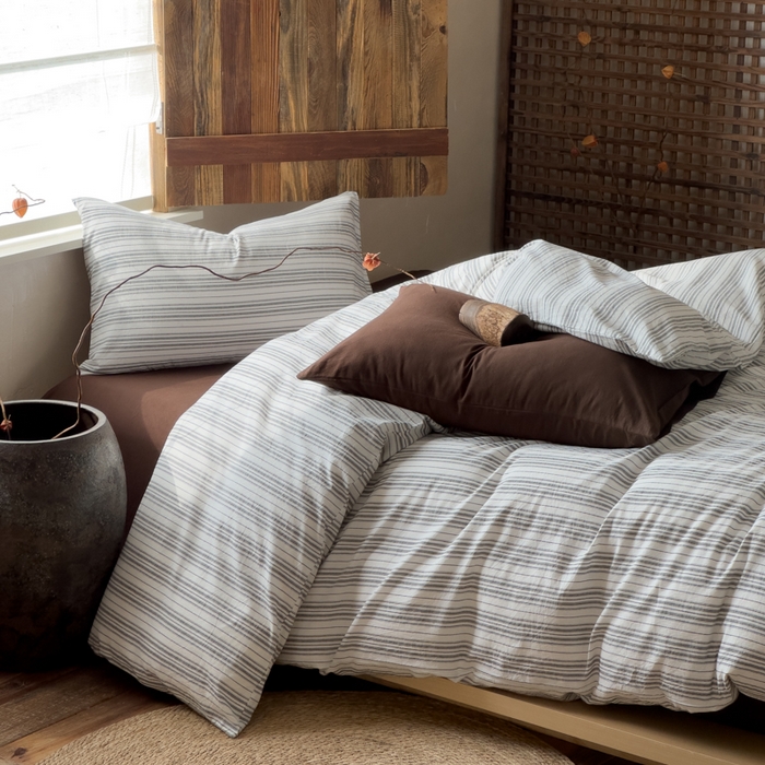 91家纺网 家纺一手货源 找家纺 （总）对白 2026春夏新款专版全棉纯棉色织水洗棉四件套-极繁主义系列