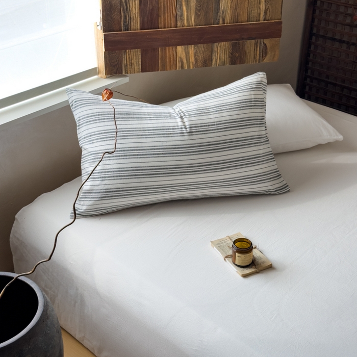 91家纺网 家纺一手货源 找家纺 对白 2026春夏新款专版全棉纯棉色织水洗棉四件套-极繁主义系列 极繁主义-白条纹+白