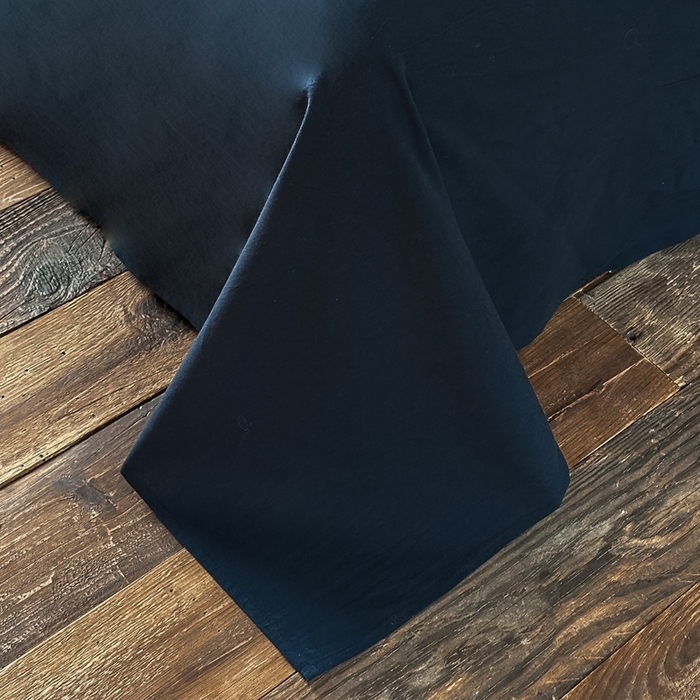 91家纺网 家纺一手货源 找家纺 对白 2026春夏新款专版全棉纯棉色织水洗棉四件套-极繁主义系列 极繁主义-藏青条纹+藏青