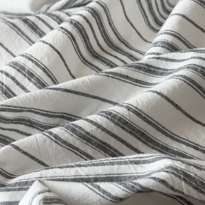 91家纺网 家纺一手货源 找家纺 对白 2026春夏新款专版全棉纯棉色织水洗棉四件套-极繁主义系列 极繁主义-白条纹+白