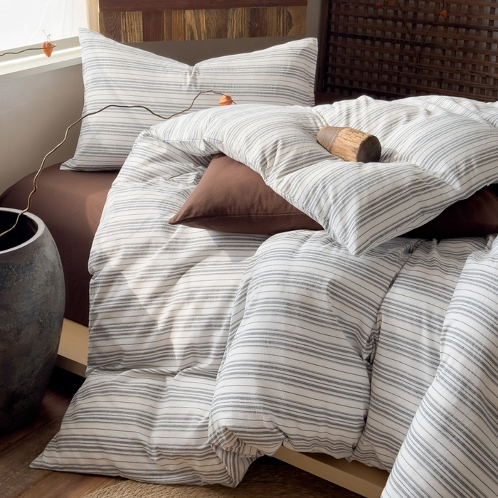 91家纺网 家纺一手货源 找家纺 （总）对白 2026春夏新款专版全棉纯棉色织水洗棉四件套-极繁主义系列