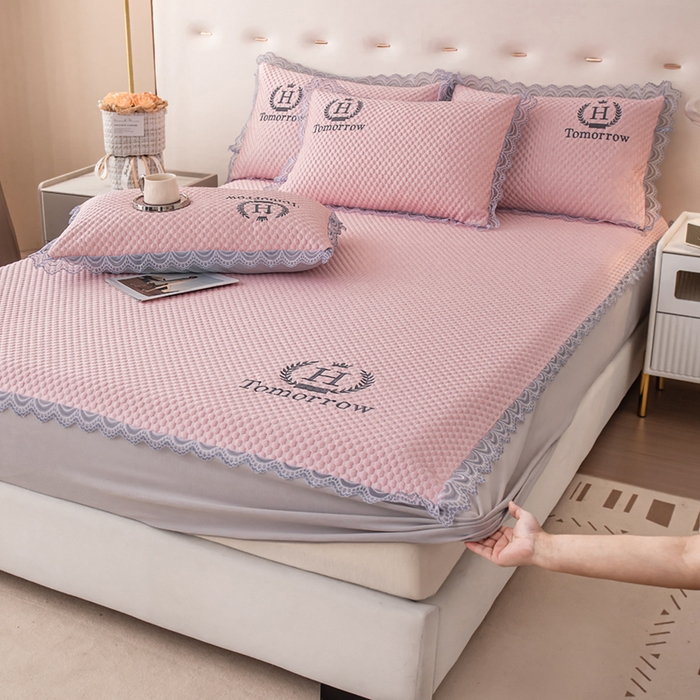 91家纺网 家纺一手货源 找家纺 （总）优姿家纺 2025新款500克豆豆席子凉席床笠款三件套