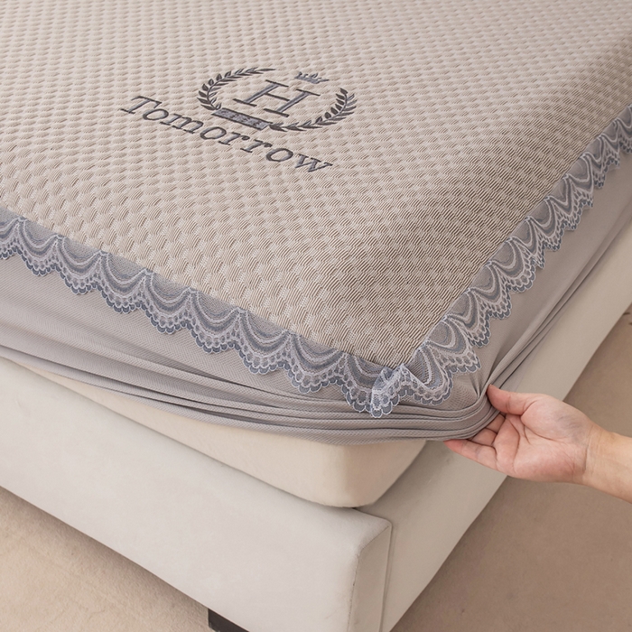 91家纺网 家纺一手货源 找家纺 优姿家纺 2025新款500克豆豆席子凉席床笠款三件套 奶油咖