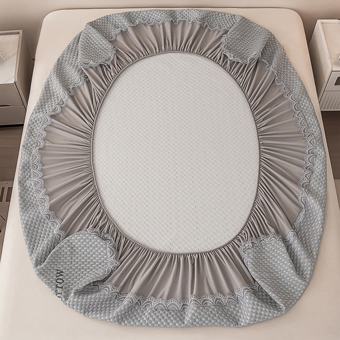 91家纺网 家纺一手货源 找家纺 优姿家纺 2025新款500克豆豆席子凉席床笠款三件套 高级灰