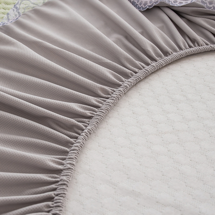 91家纺网 家纺一手货源 找家纺 优姿家纺 2025新款500克豆豆席子凉席床笠款三件套 青春绿