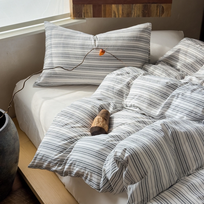 91家纺网 家纺一手货源 找家纺 （总）对白 2026春夏新款专版全棉纯棉色织水洗棉四件套-极繁主义系列