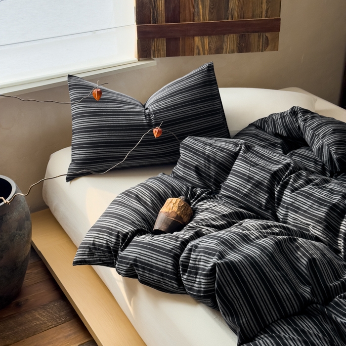 91家纺网 家纺一手货源 找家纺 （总）对白 2026春夏新款专版全棉纯棉色织水洗棉四件套-极繁主义系列