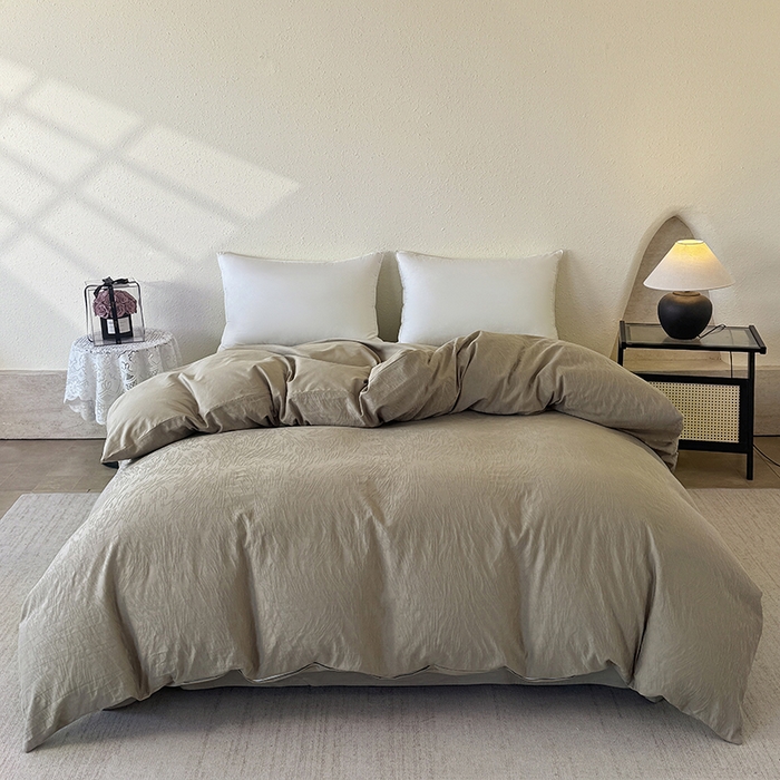 宜家坊 2026新款全棉60S长绒棉立体厚织提花单被套 克拉拉-金属灰