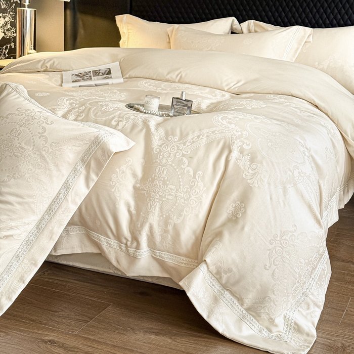 91家纺网 家纺一手货源 找家纺 （总）豪美鑫 2026新款亲肤棉提花四件套-奥莉维亚