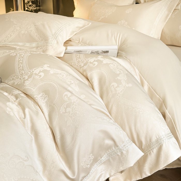 91家纺网 家纺一手货源 找家纺 （总）豪美鑫 2026新款亲肤棉提花四件套-奥莉维亚