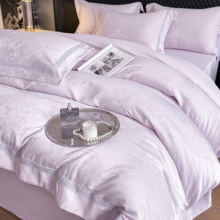 91家纺网 家纺一手货源 找家纺 豪美鑫 2026新款亲肤棉提花四件套-奥莉维亚 奥莉维亚-淡紫