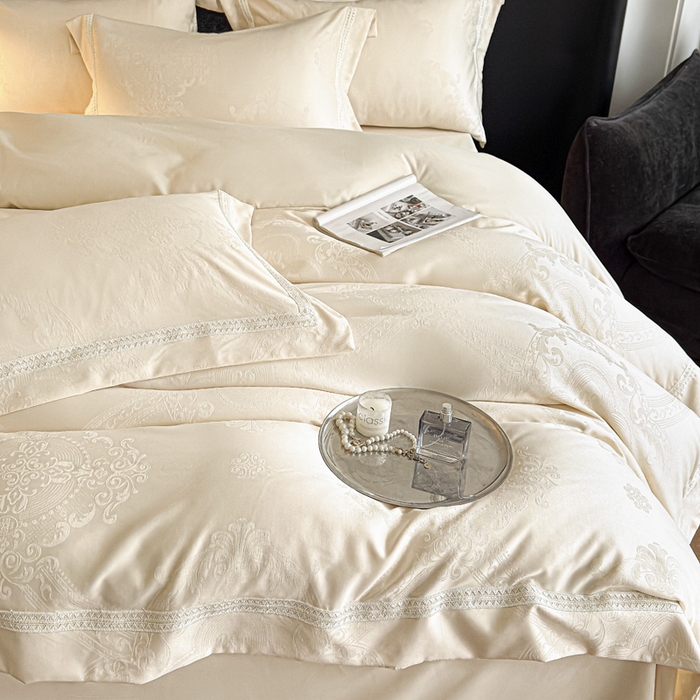 91家纺网 家纺一手货源 找家纺 豪美鑫 2026新款亲肤棉提花四件套-奥莉维亚 奥莉维亚-香槟