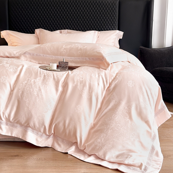 91家纺网 家纺一手货源 找家纺 豪美鑫 2026新款亲肤棉提花四件套-奥莉维亚 奥莉维亚-玉粉