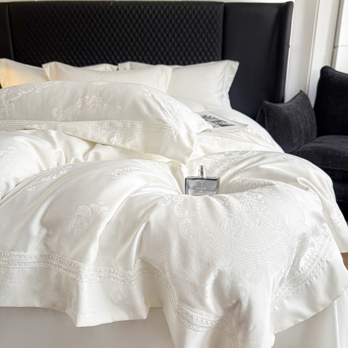 91家纺网 家纺一手货源 找家纺 豪美鑫 2026新款亲肤棉提花四件套-奥莉维亚 奥莉维亚-奶白