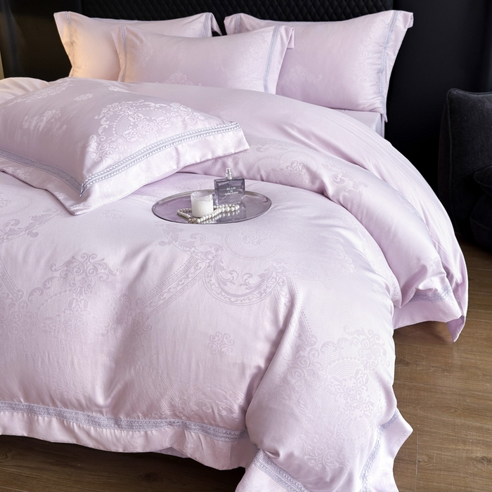 91家纺网 家纺一手货源 找家纺 豪美鑫 2026新款亲肤棉提花四件套-奥莉维亚 奥莉维亚-淡紫