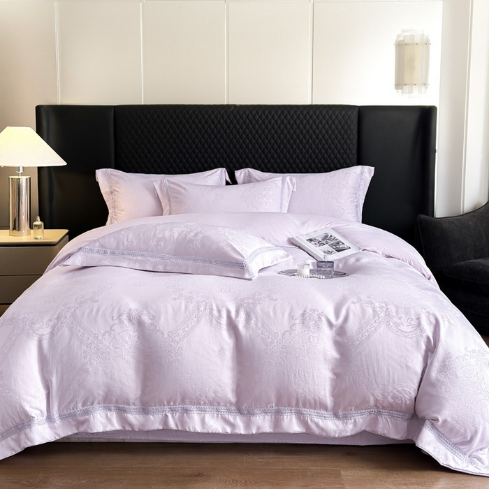 91家纺网 家纺一手货源 找家纺 豪美鑫 2026新款亲肤棉提花四件套-奥莉维亚 奥莉维亚-淡紫