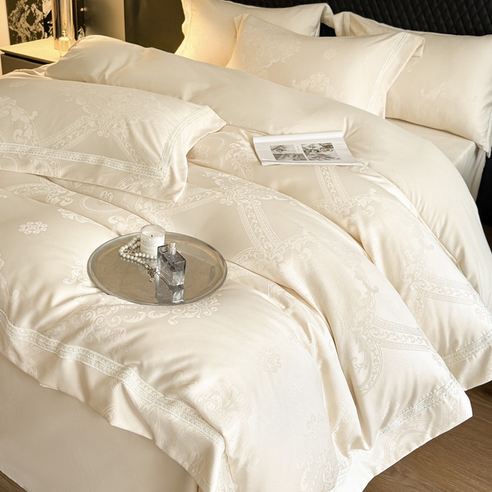 91家纺网 家纺一手货源 找家纺 豪美鑫 2026新款亲肤棉提花四件套-奥莉维亚 奥莉维亚-香槟