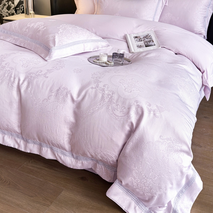 91家纺网 家纺一手货源 找家纺 豪美鑫 2026新款亲肤棉提花四件套-奥莉维亚 奥莉维亚-淡紫