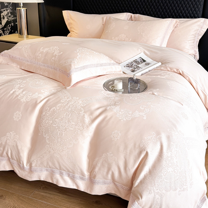 91家纺网 家纺一手货源 找家纺 豪美鑫 2026新款亲肤棉提花四件套-奥莉维亚 奥莉维亚-玉粉