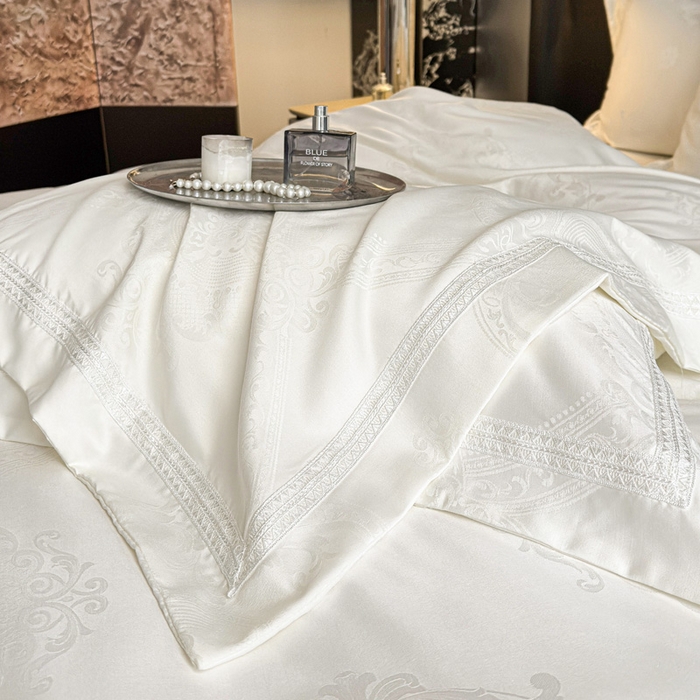 91家纺网 家纺一手货源 找家纺 豪美鑫 2026新款亲肤棉提花四件套-奥莉维亚 奥莉维亚-奶白