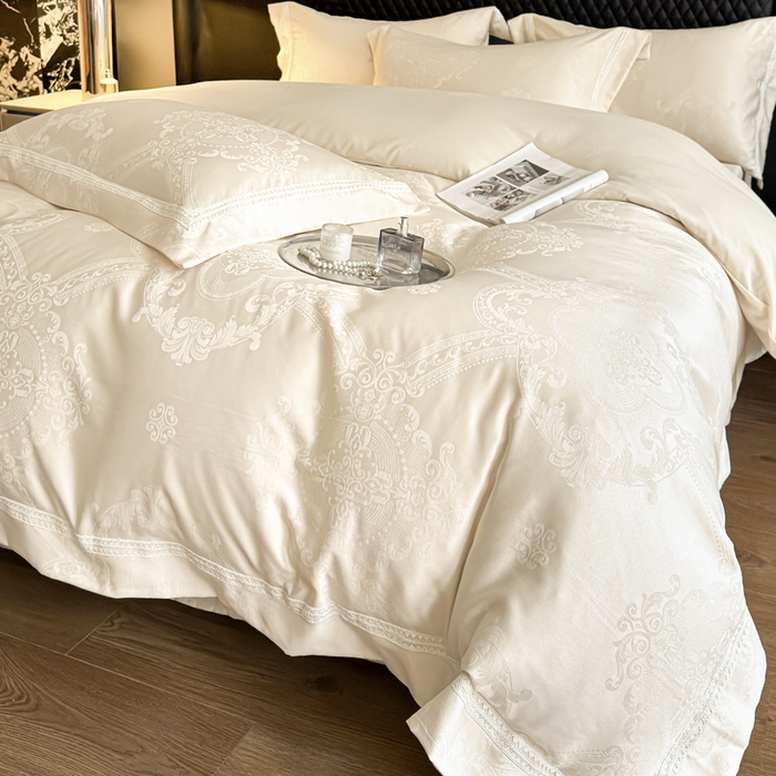 91家纺网 家纺一手货源 找家纺 豪美鑫 2026新款亲肤棉提花四件套-奥莉维亚 奥莉维亚-香槟