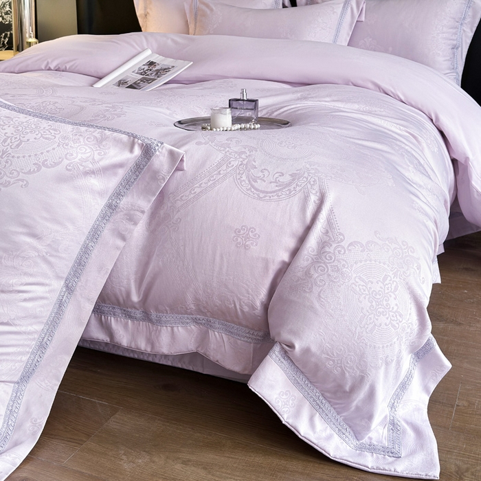 91家纺网 家纺一手货源 找家纺 豪美鑫 2026新款亲肤棉提花四件套-奥莉维亚 奥莉维亚-淡紫