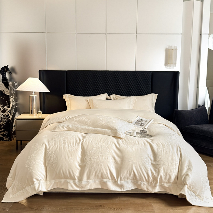 91家纺网 家纺一手货源 找家纺 豪美鑫 2026新款亲肤棉提花四件套-奥莉维亚 奥莉维亚-香槟