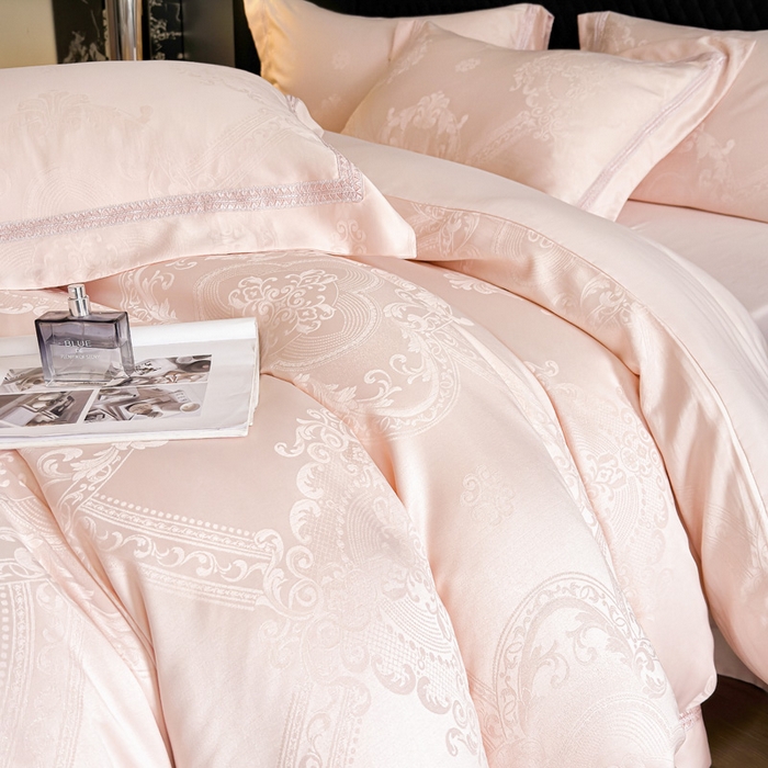 91家纺网 家纺一手货源 找家纺 豪美鑫 2026新款亲肤棉提花四件套-奥莉维亚 奥莉维亚-玉粉