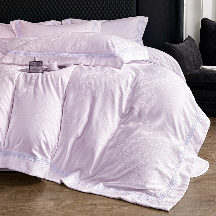 91家纺网 家纺一手货源 找家纺 豪美鑫 2026新款亲肤棉提花四件套-奥莉维亚 奥莉维亚-淡紫