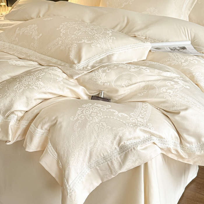 91家纺网 家纺一手货源 找家纺 豪美鑫 2026新款亲肤棉提花四件套-奥莉维亚 奥莉维亚-香槟