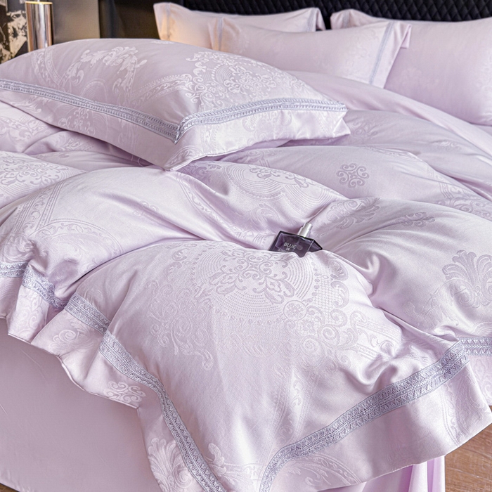 91家纺网 家纺一手货源 找家纺 豪美鑫 2026新款亲肤棉提花四件套-奥莉维亚 奥莉维亚-淡紫