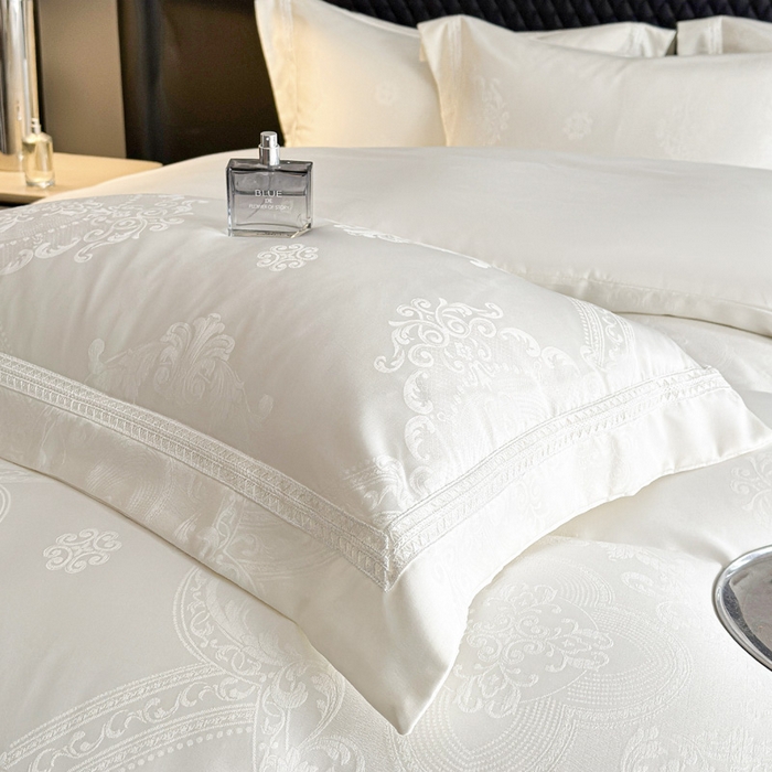 91家纺网 家纺一手货源 找家纺 豪美鑫 2026新款亲肤棉提花四件套-奥莉维亚 奥莉维亚-奶白