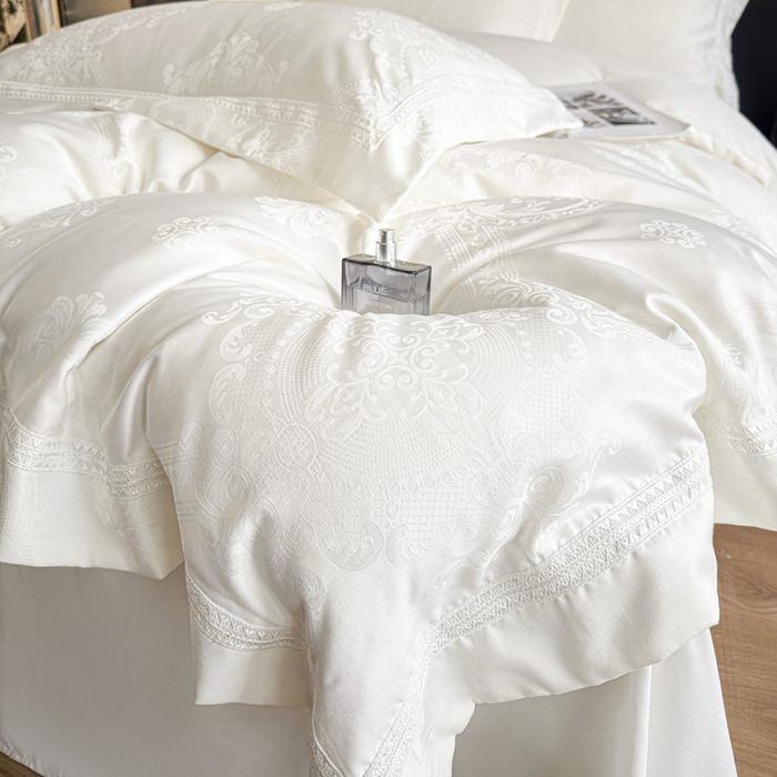 91家纺网 家纺一手货源 找家纺 豪美鑫 2026新款亲肤棉提花四件套-奥莉维亚 奥莉维亚-奶白