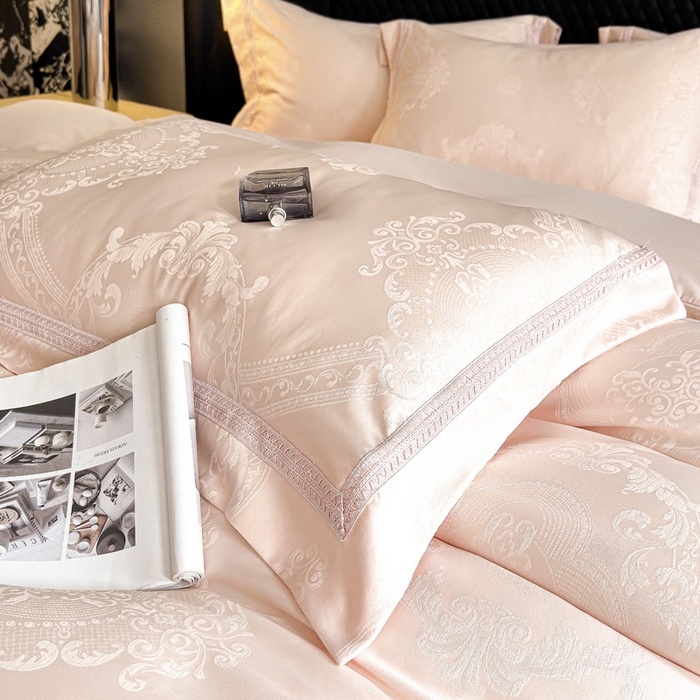 91家纺网 家纺一手货源 找家纺 豪美鑫 2026新款亲肤棉提花四件套-奥莉维亚 奥莉维亚-玉粉