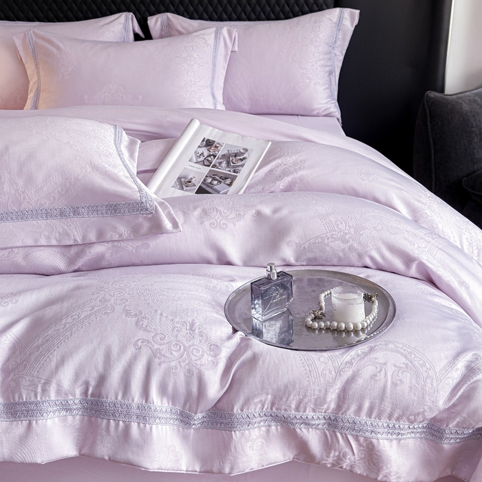 91家纺网 家纺一手货源 找家纺 豪美鑫 2026新款亲肤棉提花四件套-奥莉维亚 奥莉维亚-淡紫