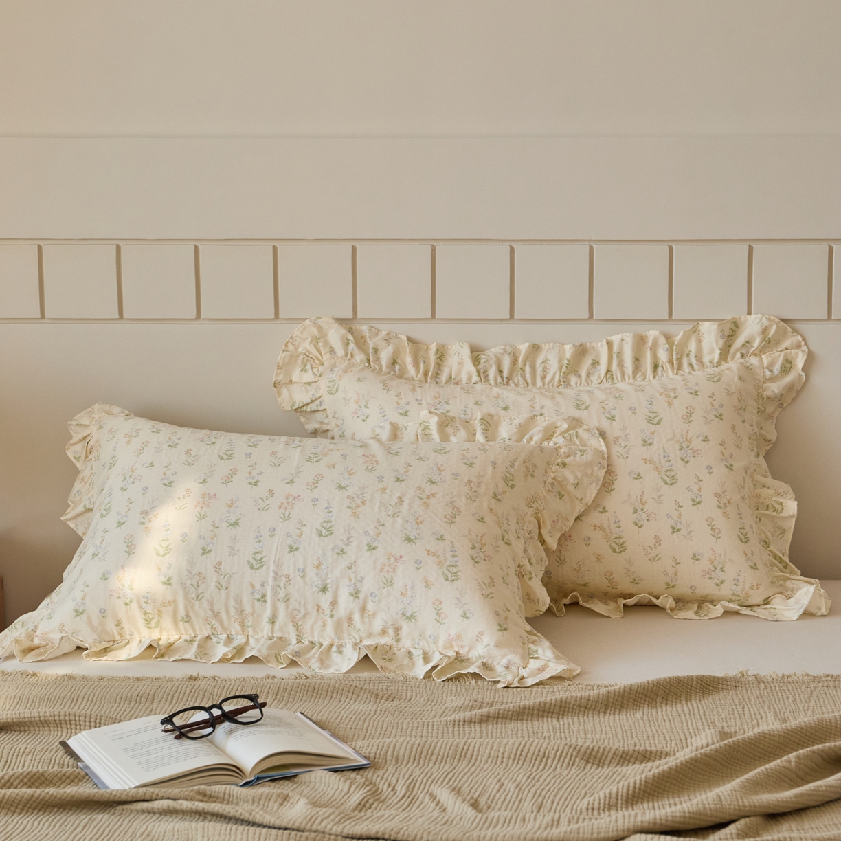 91家纺网 家纺一手货源 找家纺 （总）百寐 2026全棉双层纱A类纯棉纱布花边加大50*80枕套48*74/40*60枕芯保护套