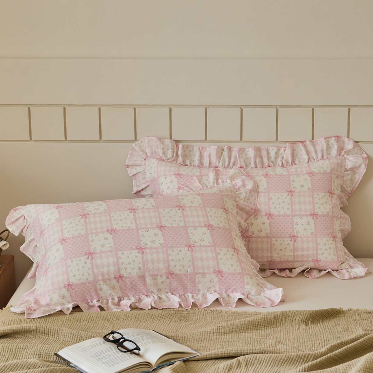 91家纺网 家纺一手货源 找家纺 （总）百寐 2026全棉双层纱A类纯棉纱布花边加大50*80枕套48*74/40*60枕芯保护套