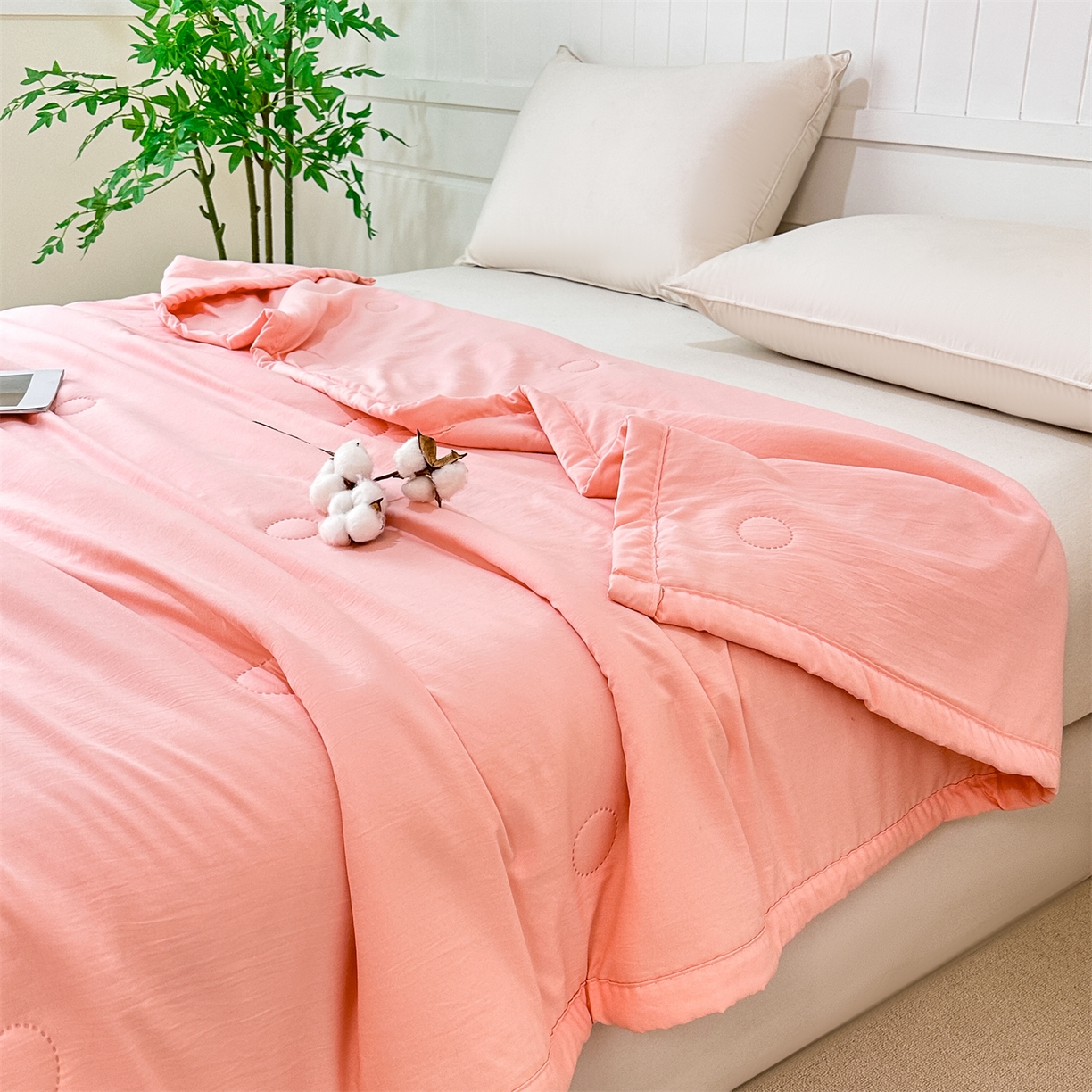 91家纺网 家纺一手货源 找家纺 （总）伊凡 2026新款纯色夏凉被空调被子薄盖毯被