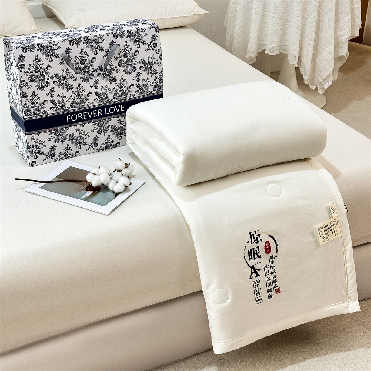 91家纺网 家纺一手货源 找家纺 伊凡 2026新款纯色夏凉被空调被子薄盖毯被 珍珠白