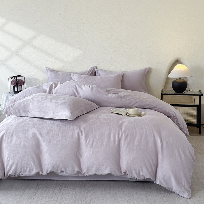 91家纺网 家纺一手货源 找家纺 宜家坊 2026新款全棉60S长绒棉立体厚织提花单被套 香草-幻影紫