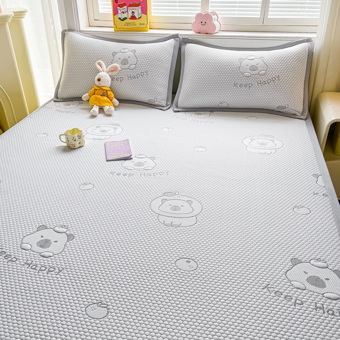 91家纺网 家纺一手货源 找家纺 梵朴 2026新款直播A类冰豆豆凉席三件套凉豆豆软凉席可机洗空调席子-升级抗起球 卡皮巴拉-灰