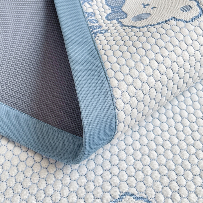 91家纺网 家纺一手货源 找家纺 梵朴 2026新款直播A类冰豆豆凉席三件套凉豆豆软凉席可机洗空调席子-升级抗起球 LUCK熊-蓝