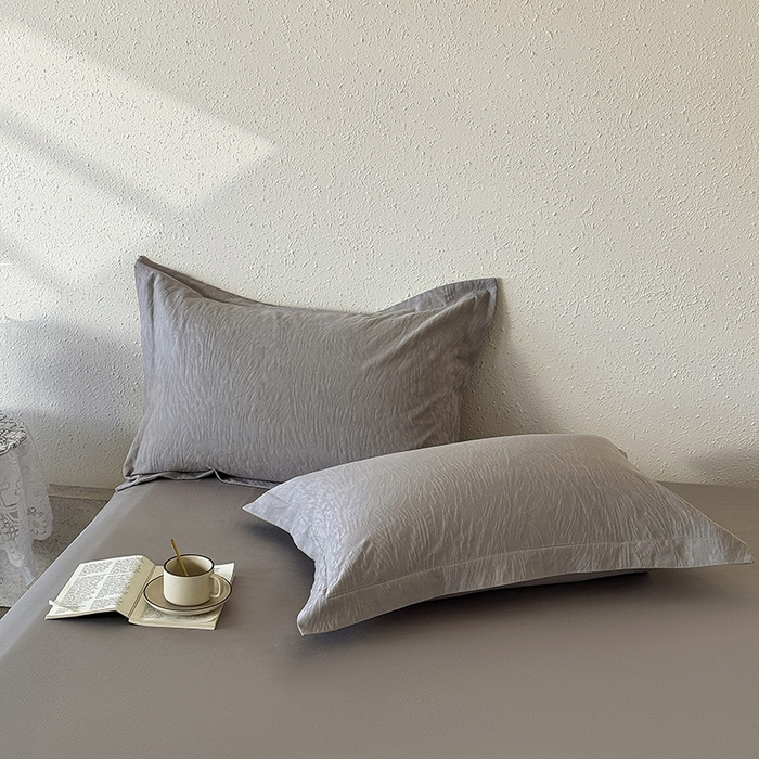 宜家坊 2026新款全棉60S长绒棉立体厚织提花单枕套 克拉拉-太空灰